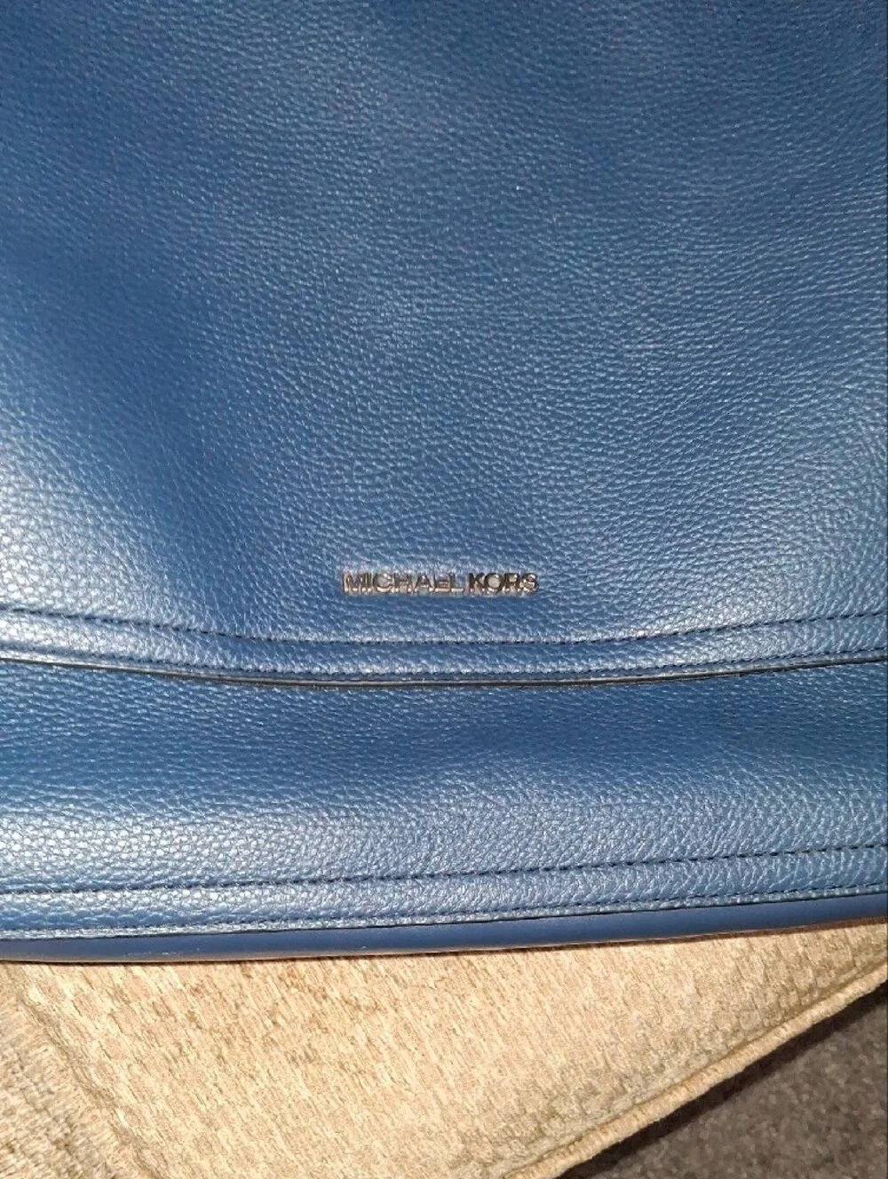 Michael Kors Navy Pebbled Leather Messenger Bag for Men